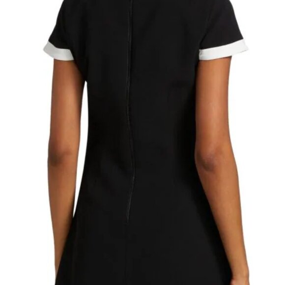 NWT Alice & Olivia Coley Button Mini Shift Dress Black/White Women Size 0 - Picture 3 of 15